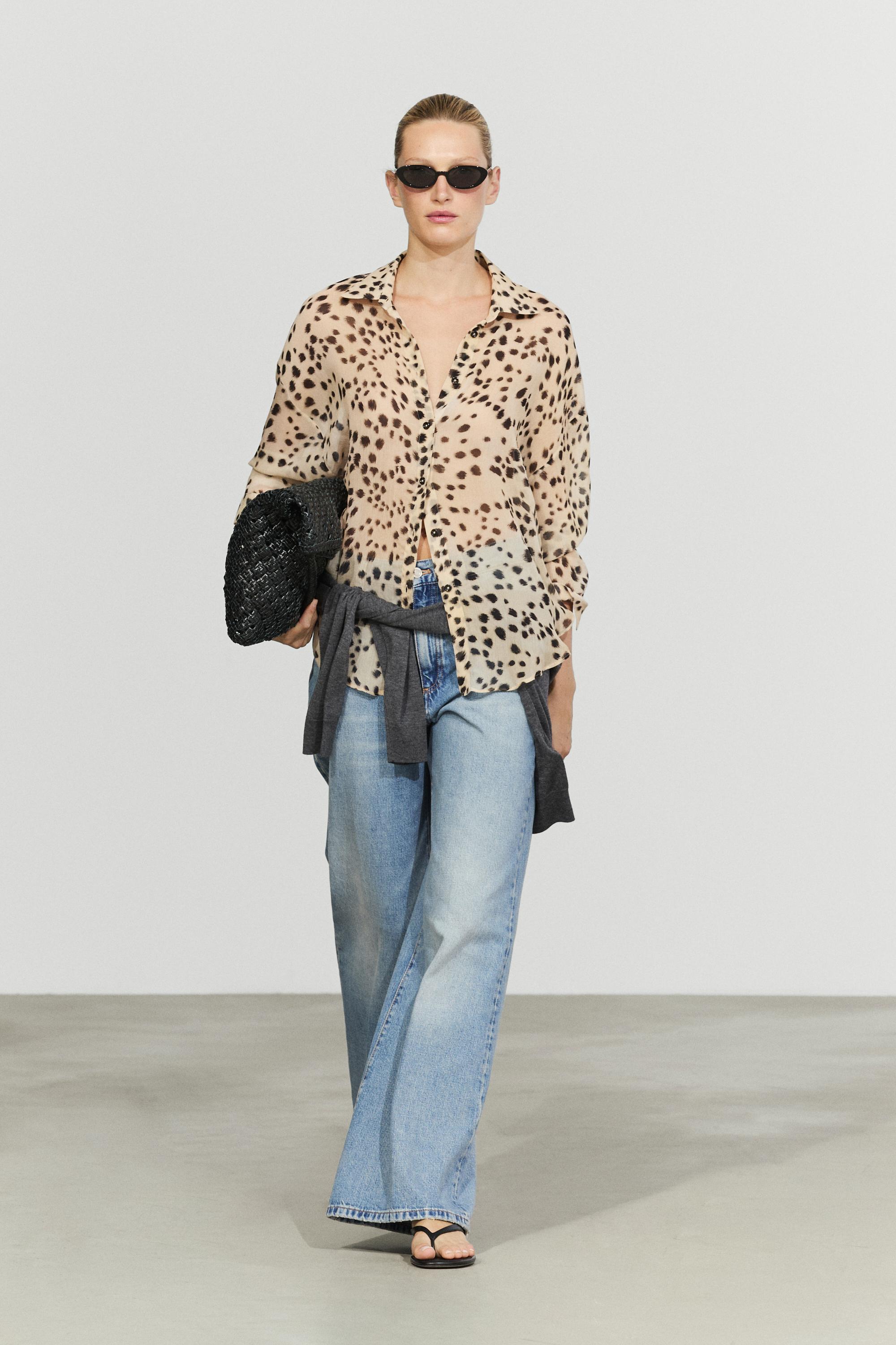 Animal print flowing shirt